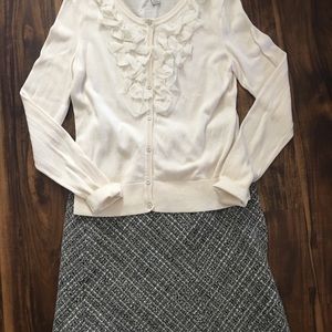 Cream Ruffled Front Cardigan-S